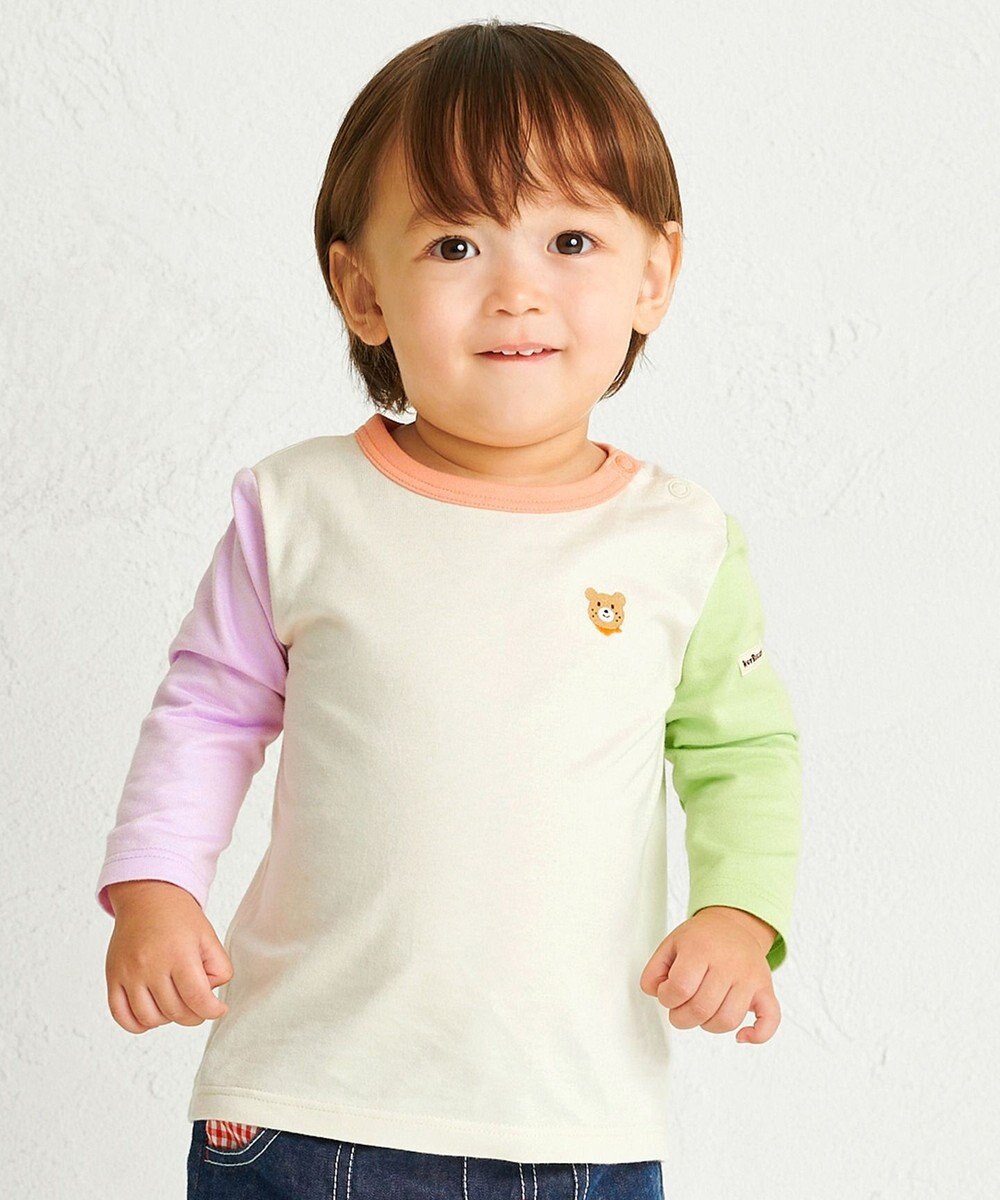 MIKI HOUSE HOT BISCUITS 【70-120cm】【Everyday Series】ワンポイント 長袖Tシャツ 