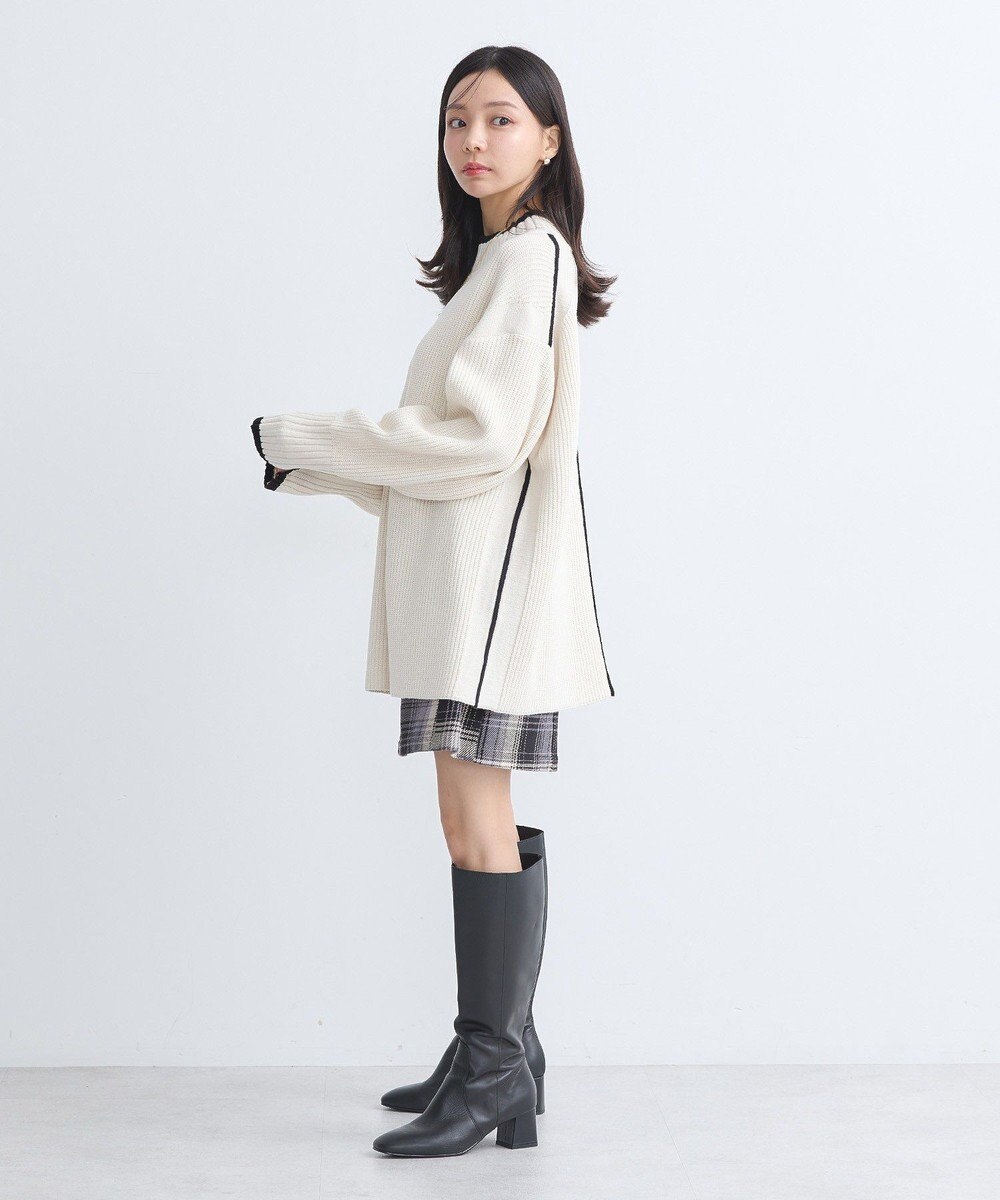 earth music&ecology ライン入りハイネックニットチュニック 