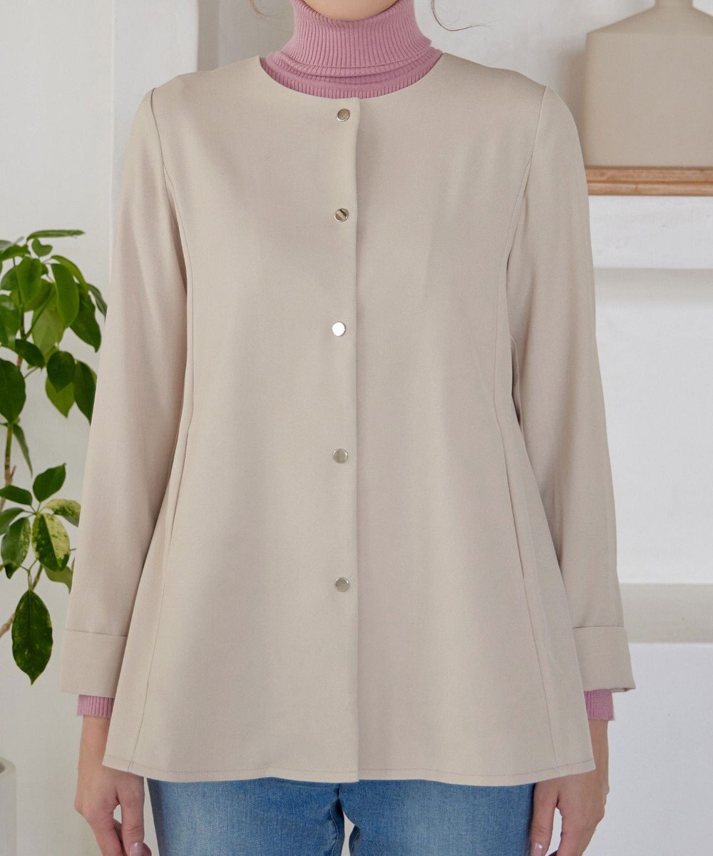 Tiaclasse ノーカラー後ろタックフレアコート 