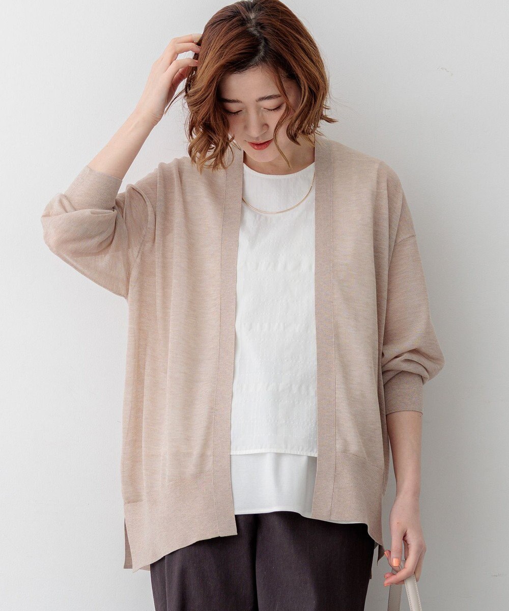 23区 L 【先行予約】シャイニーシアー フロントオープン カーディガン 