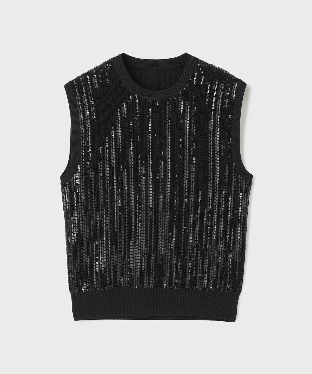 GRACE CONTINENTAL スパンコールニットノースリーブ 