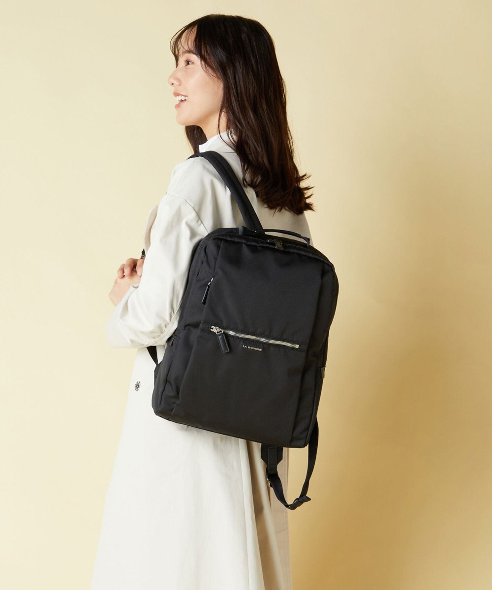 LA BAGAGERIE コーデュラ×リサイクルレザー　スクエアリュックサック 