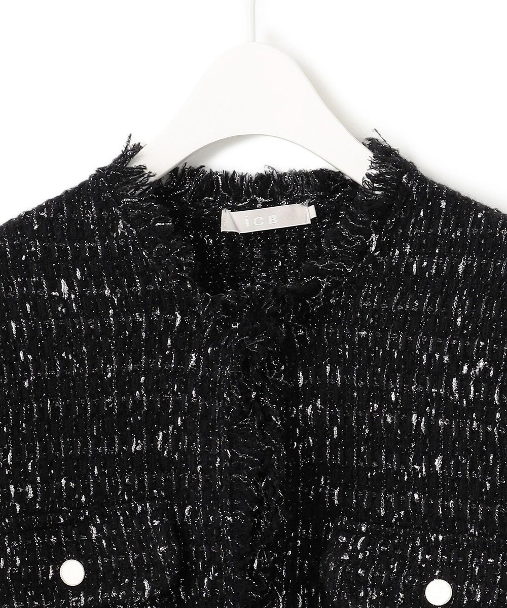 ICB L ルレックスニットツイード カーディガンジャケット 