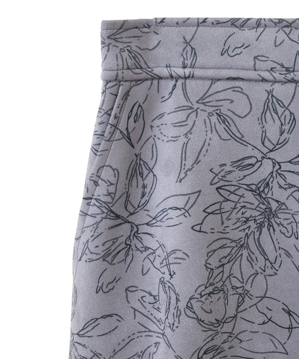 YECCA VECCA フラワー柄フェイクスエードスカート 