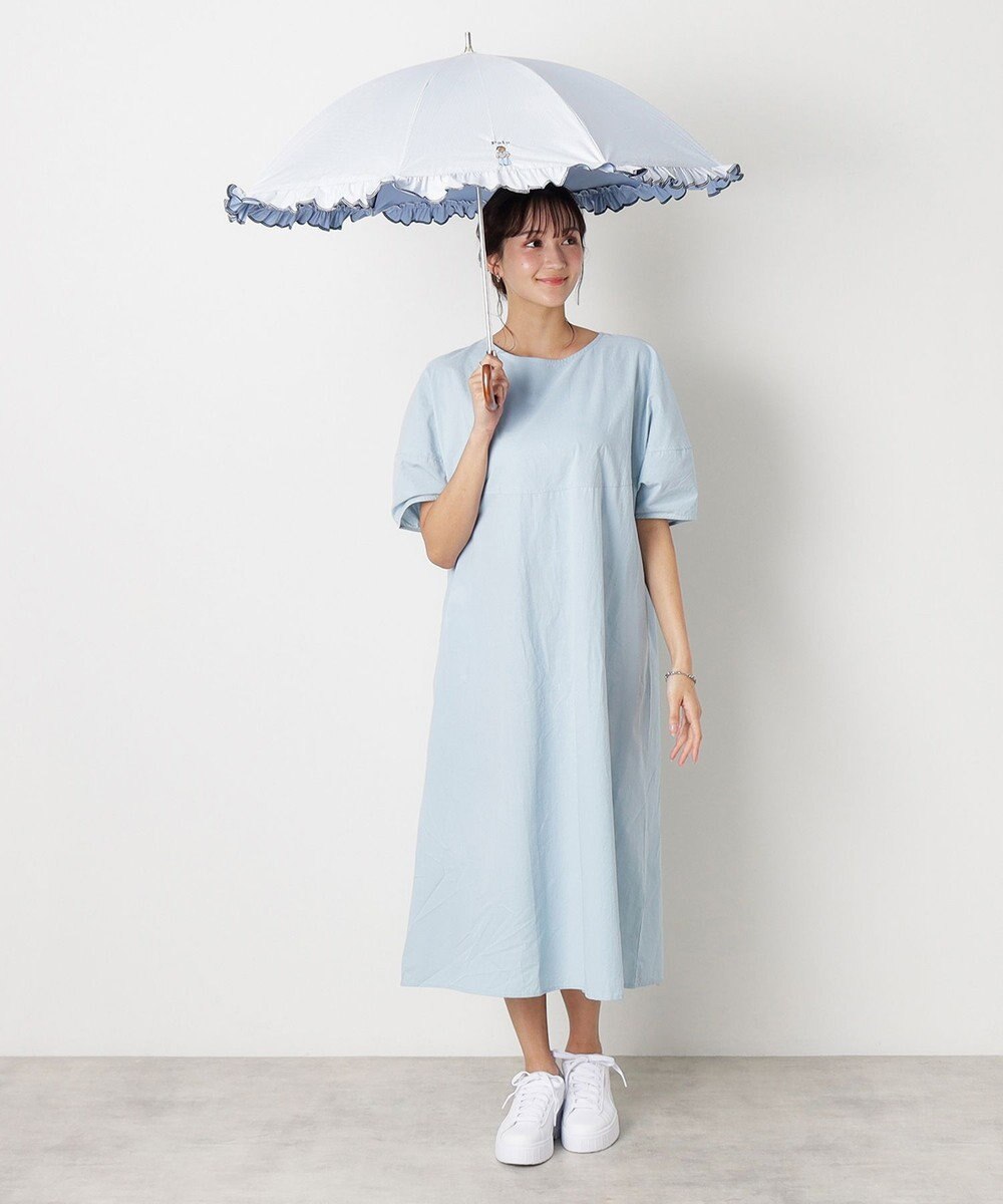 MOONBAT 【WEB限定】POLO RALPH LAUREN（ポロ ラルフローレン）晴雨兼用日傘 長傘 ワンポイントベア刺繍 フリル 一級遮光 遮熱 UV 