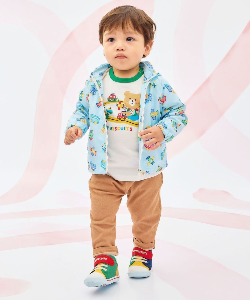 MIKI HOUSE HOT BISCUITS 【80-120cm】ビーンズ×乗り物 総柄ウインドブレーカー 