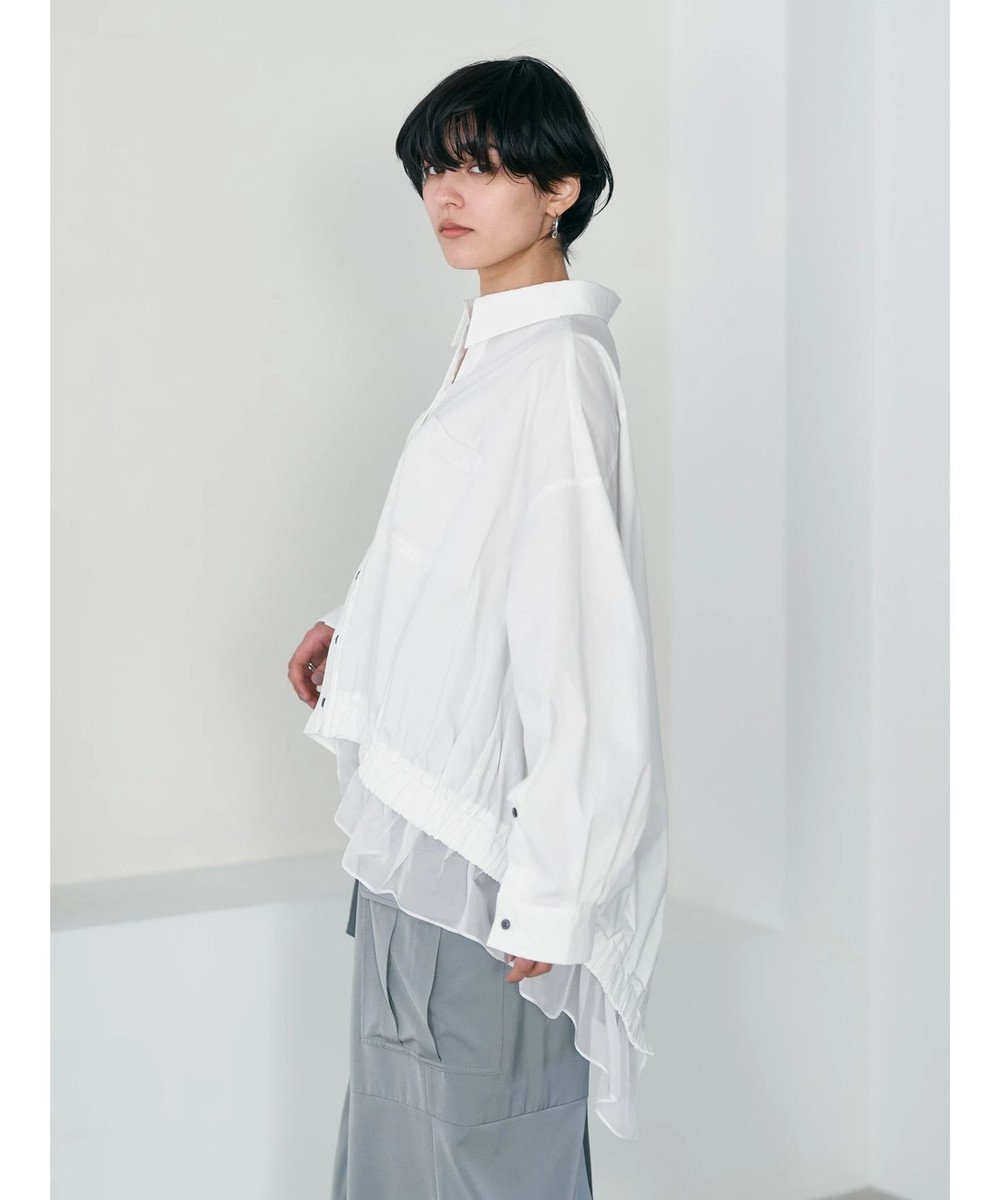 YECCA VECCA シアーMIXアシメシャツ 