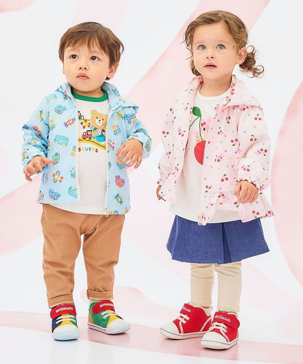 MIKI HOUSE HOT BISCUITS 【80-120cm】ビーンズ×乗り物 総柄ウインドブレーカー 