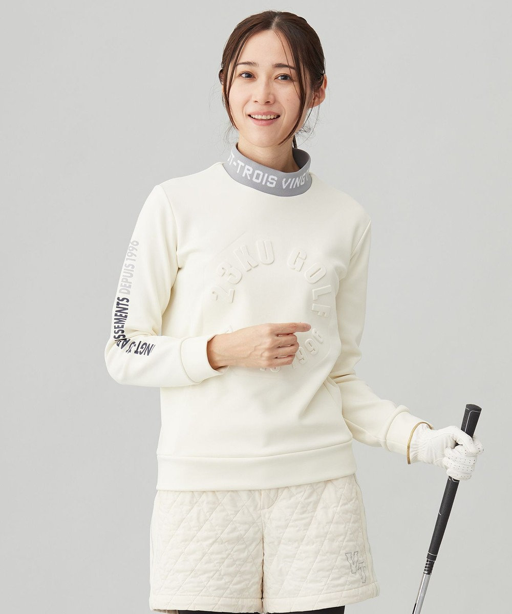 23区GOLF 【WOMEN】凹凸ロゴモックネック アイボリー系