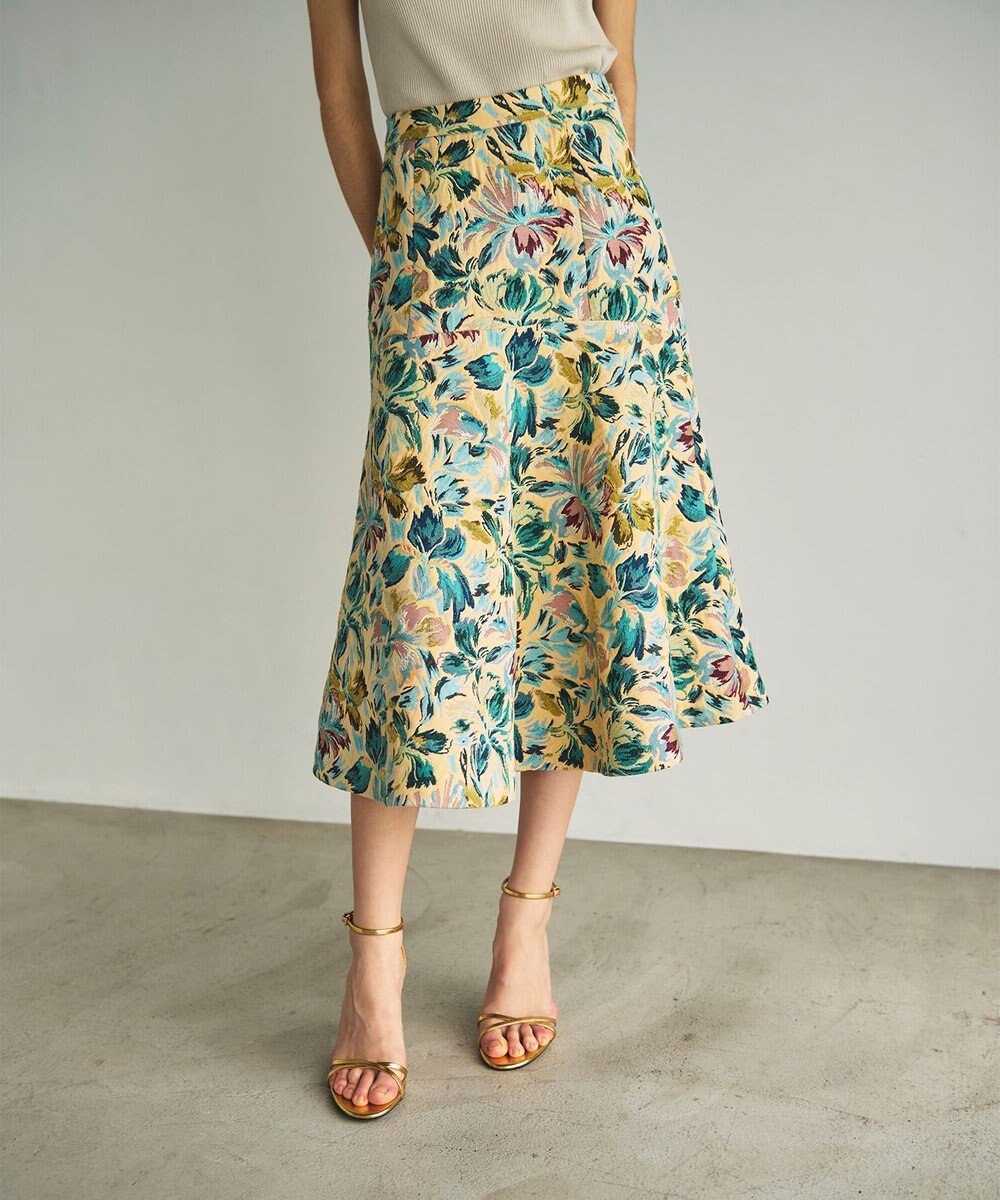 GRACE CONTINENTAL フラワージャガードフレアスカート 