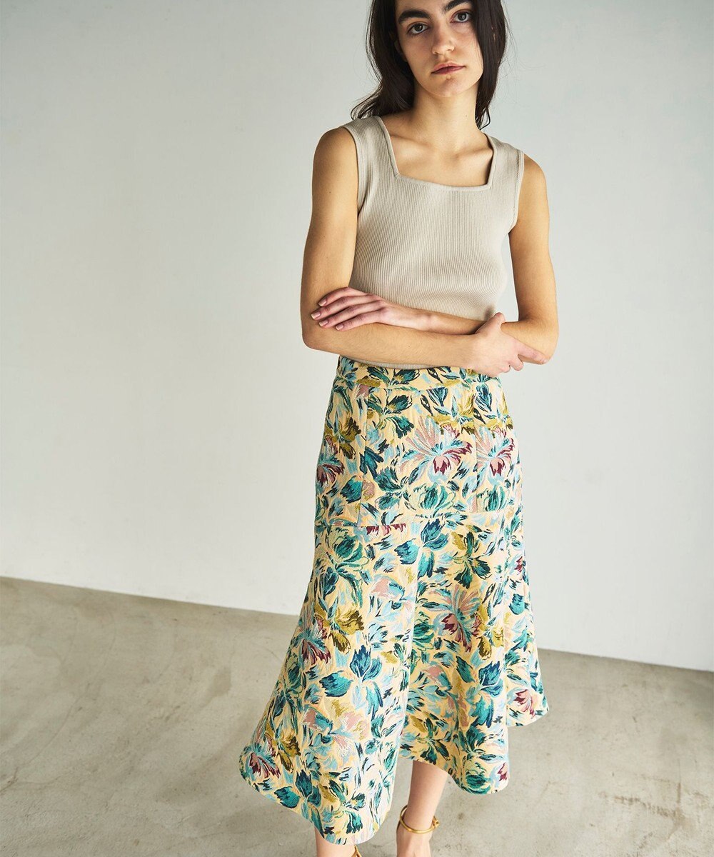 GRACE CONTINENTAL フラワージャガードフレアスカート 