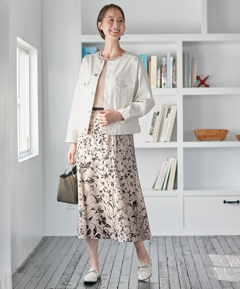 自由区 【XSサイズ～/洗える】グラデーションフラワープリントマーメイドライン スカート 