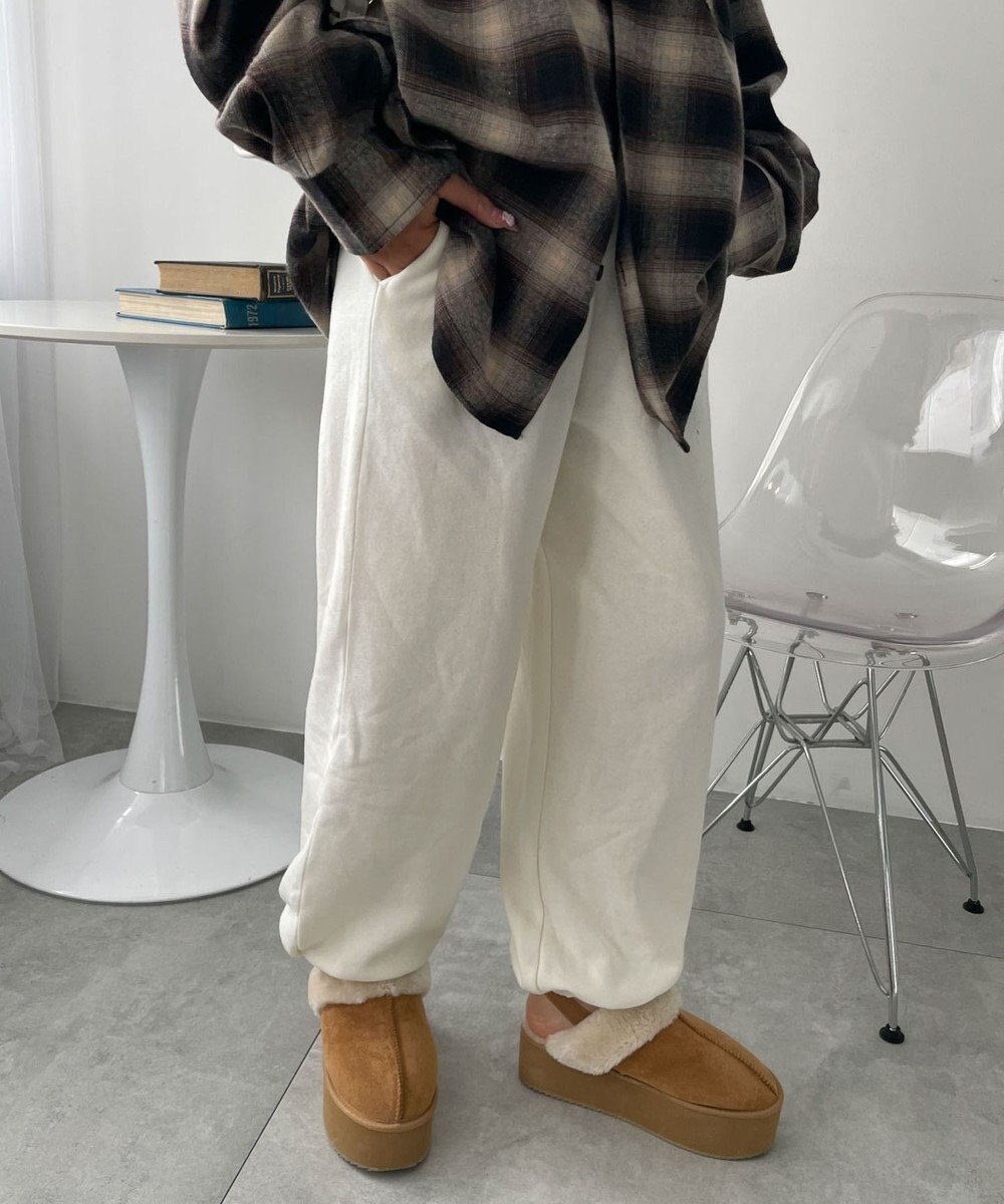 WEGO 【あったか/ウエストゴム】裏起毛スウェットジョガーパンツ 