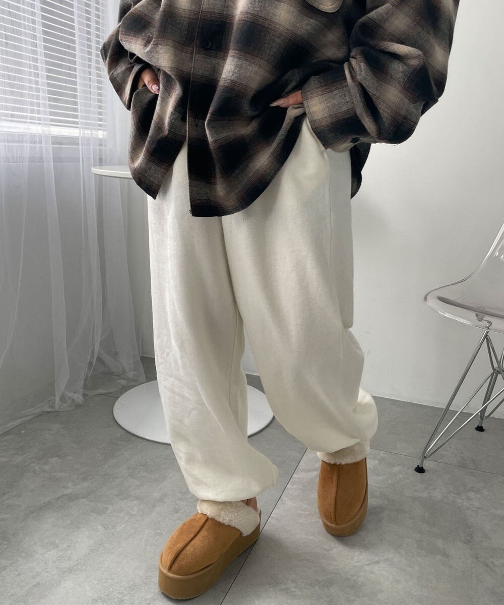 WEGO 【あったか/ウエストゴム】裏起毛スウェットジョガーパンツ 