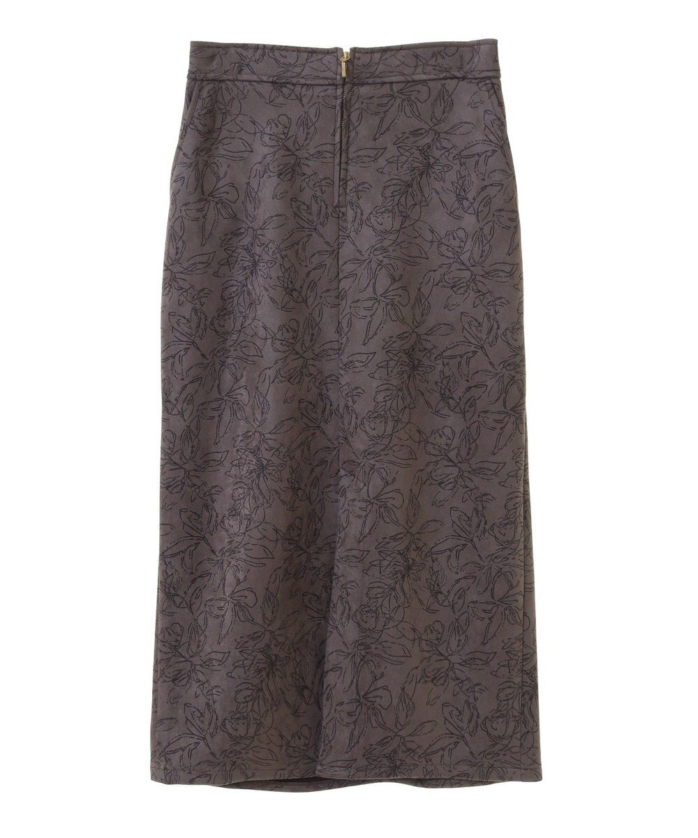 YECCA VECCA フラワー柄フェイクスエードスカート 