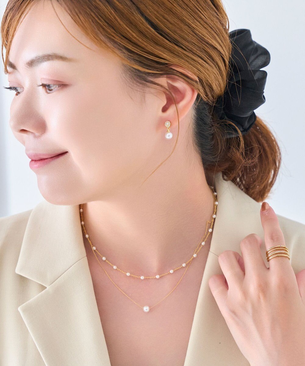 Phoebe <オンワード限定セット>2ラインエレガントパールネックレス×グリームスウィングピアス 