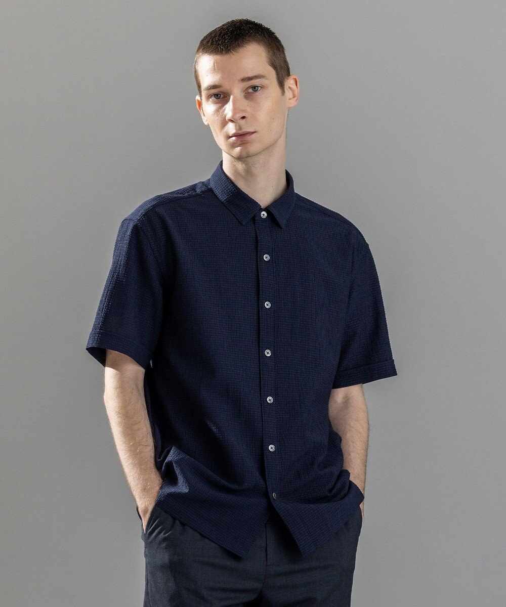 JOSEPH HOMME 新素材【通気性/ストレッチ】トリコサッカーストレッチ 　レギュラーカラー半袖シャツ 