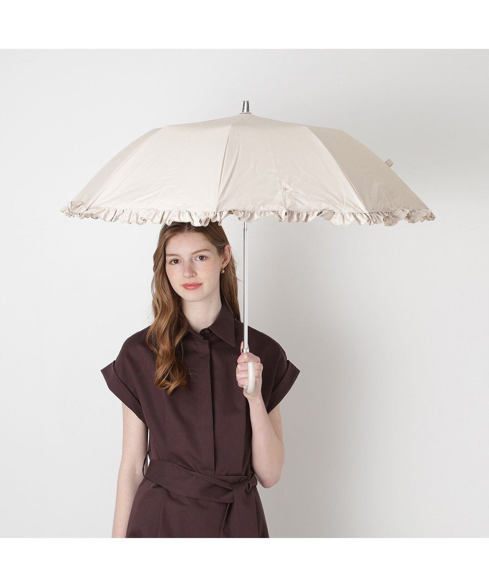 MOONBAT 【晴雨兼用折りたたみ日傘】ポール & ジョー (PAUL & JOE ACCESSOIRES) クリザンテームワンポイントフリル 一級遮光99.99% 遮熱 UV 晴雨兼用 