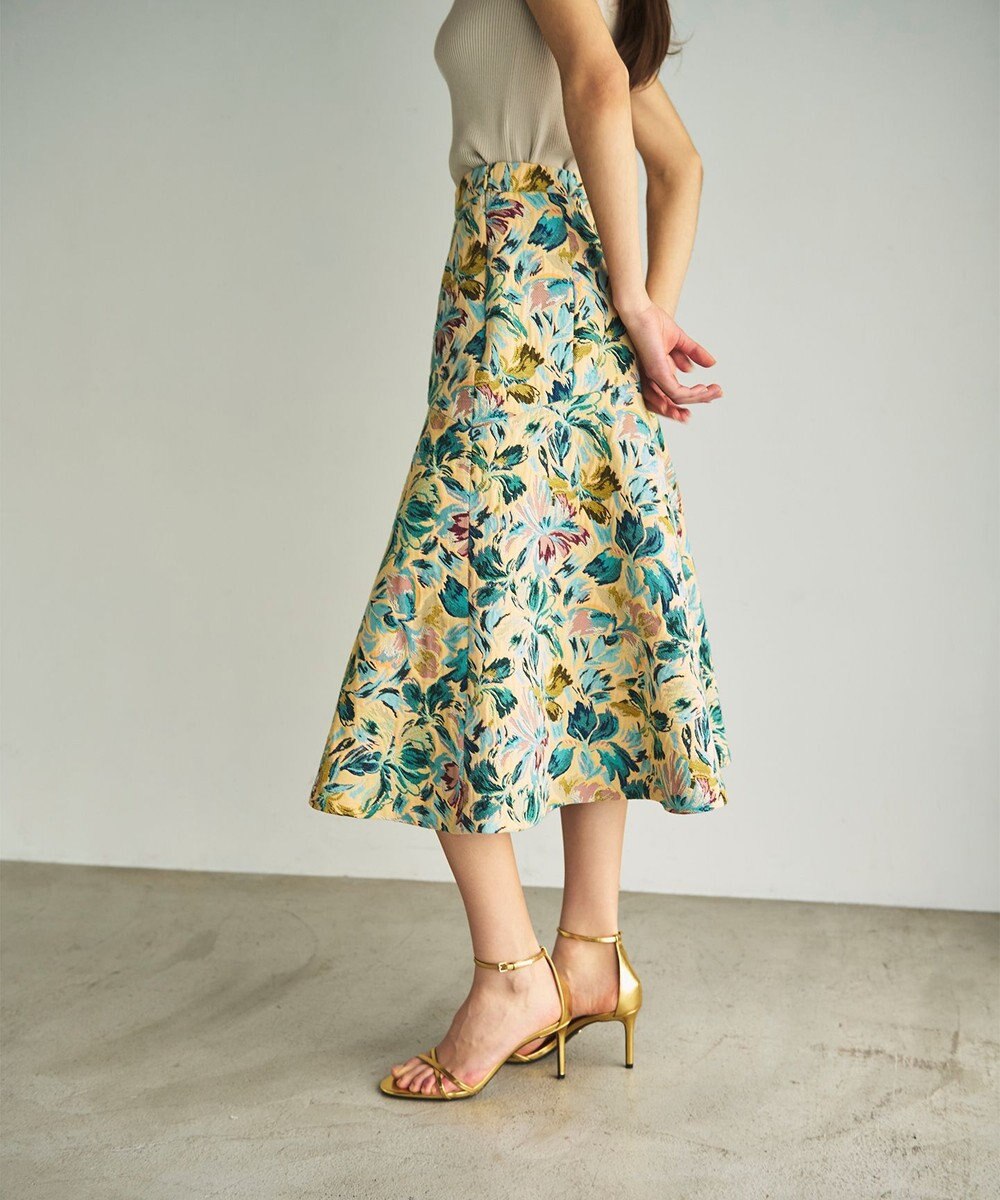 GRACE CONTINENTAL フラワージャガードフレアスカート 