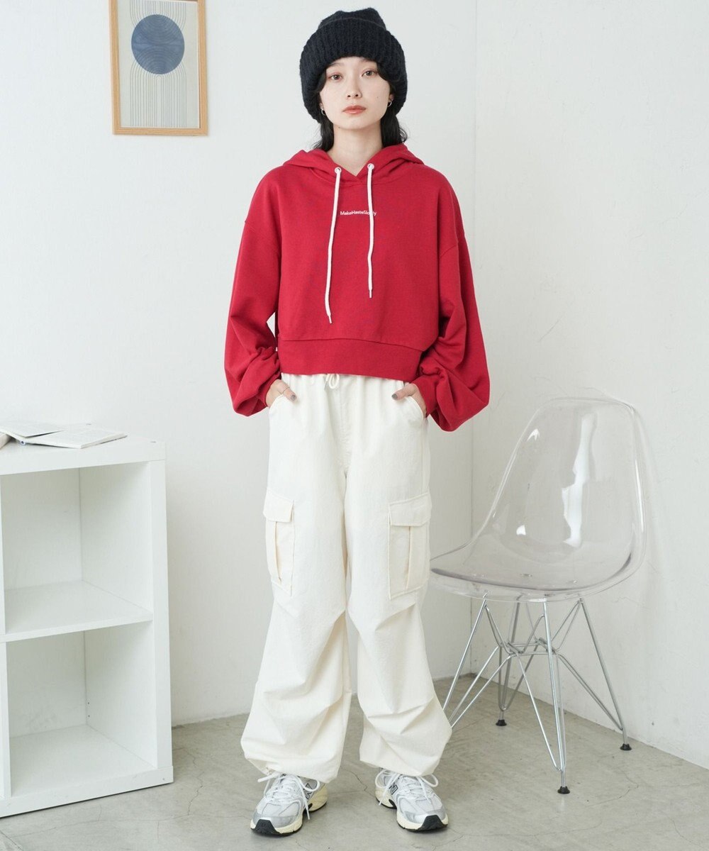 WEGO 配色ロゴデザインショートパーカー 