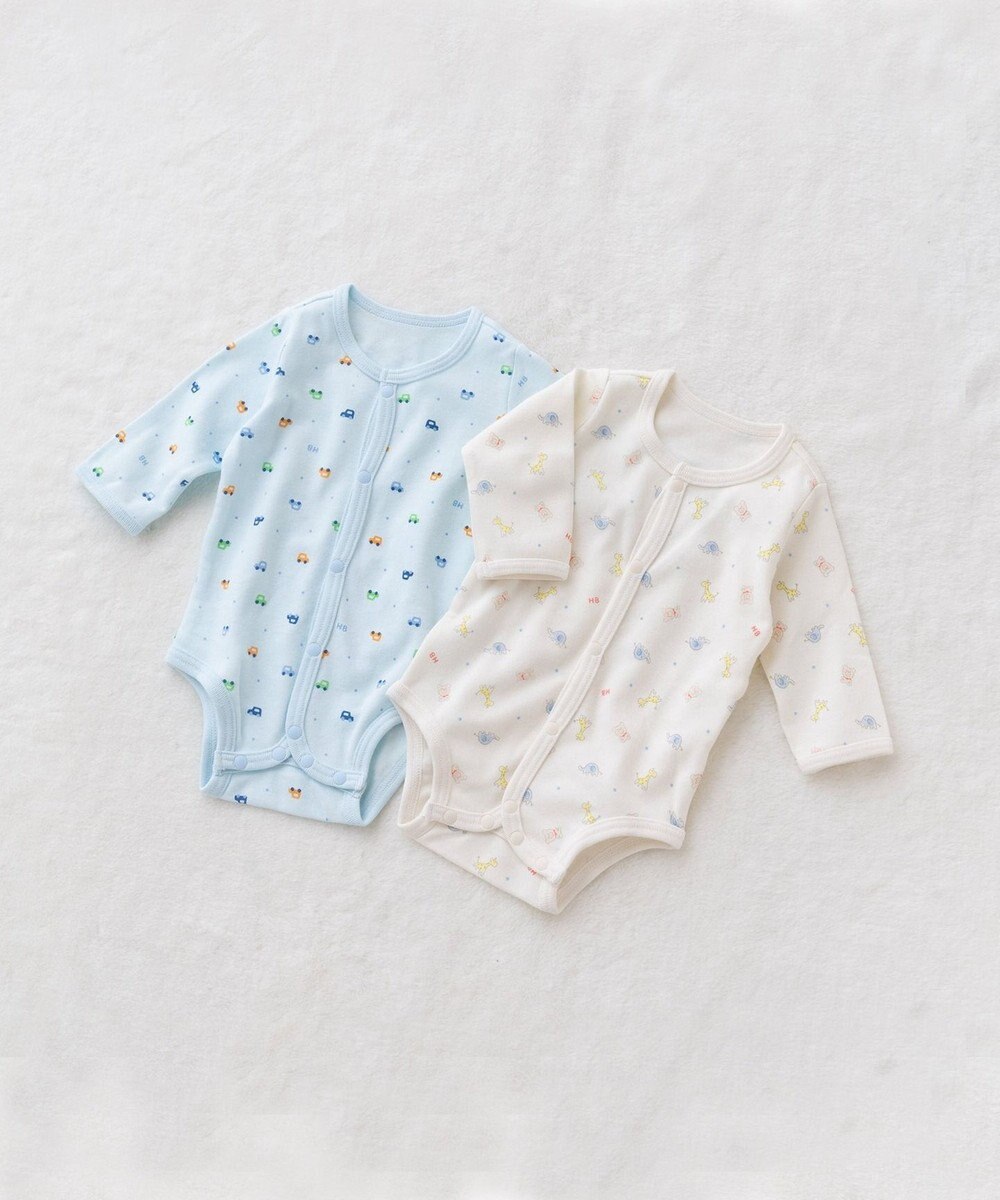 MIKI HOUSE HOT BISCUITS 【70-60cm】 長袖ボディシャツ２枚セット(前開き仕様) 