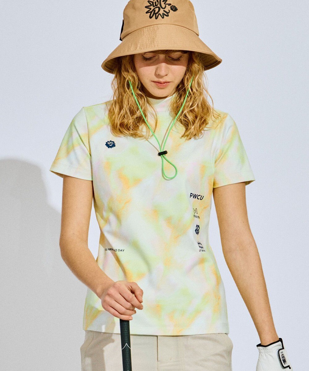 PW CIRCULUS 【吸水速乾  / UV遮蔽率99.5%  UVカット / ストレッチ】【WOMEN】タイダイ柄モックネックT ゴルフウェア レディース 