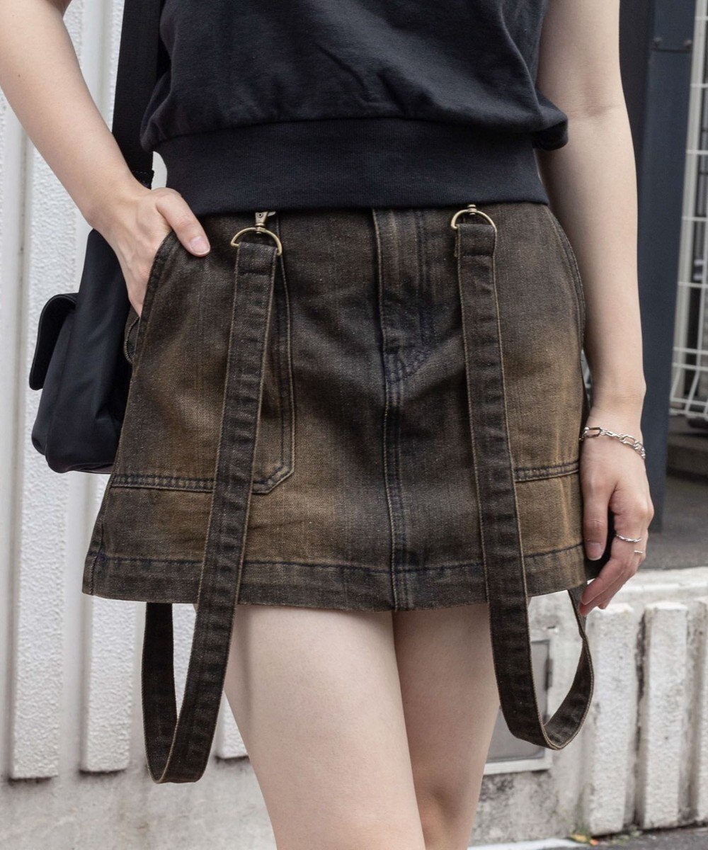 WEGO ヴィンテージウォッシュサス付スカパン 