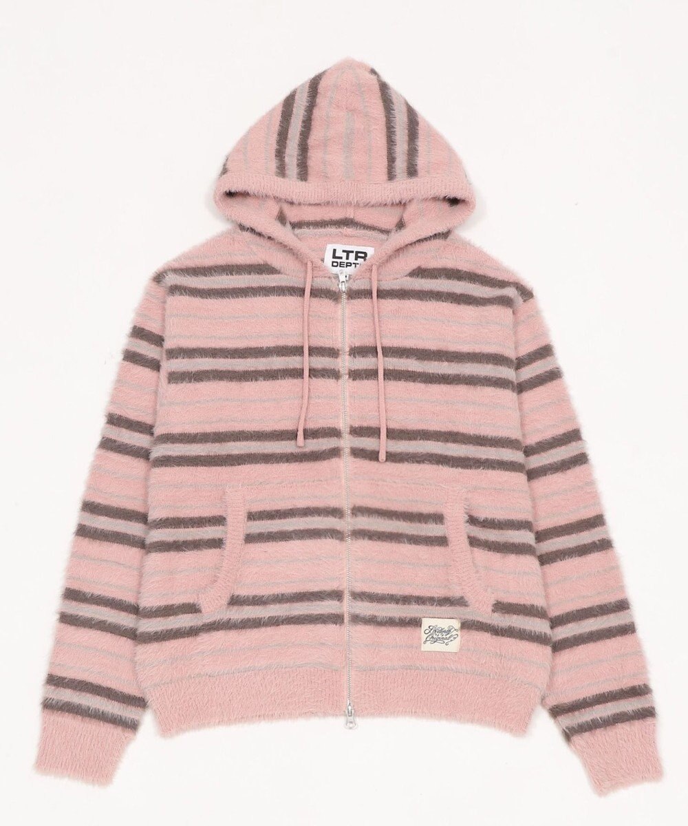 WEGO 【ユニセックス着用ITEM】シャギーボーダーニットパーカー 