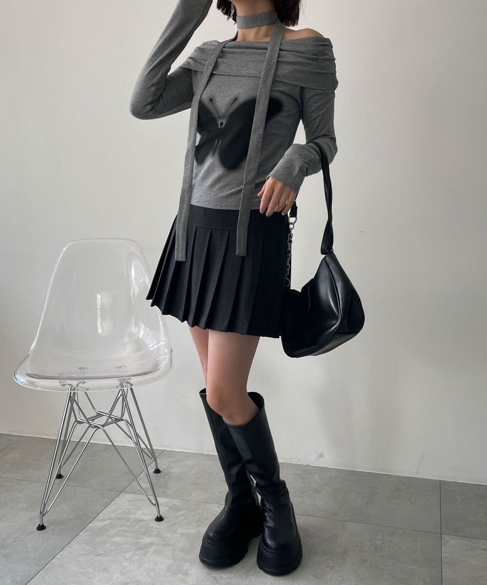 WEGO ストール付きバタフライオフショルトップス 