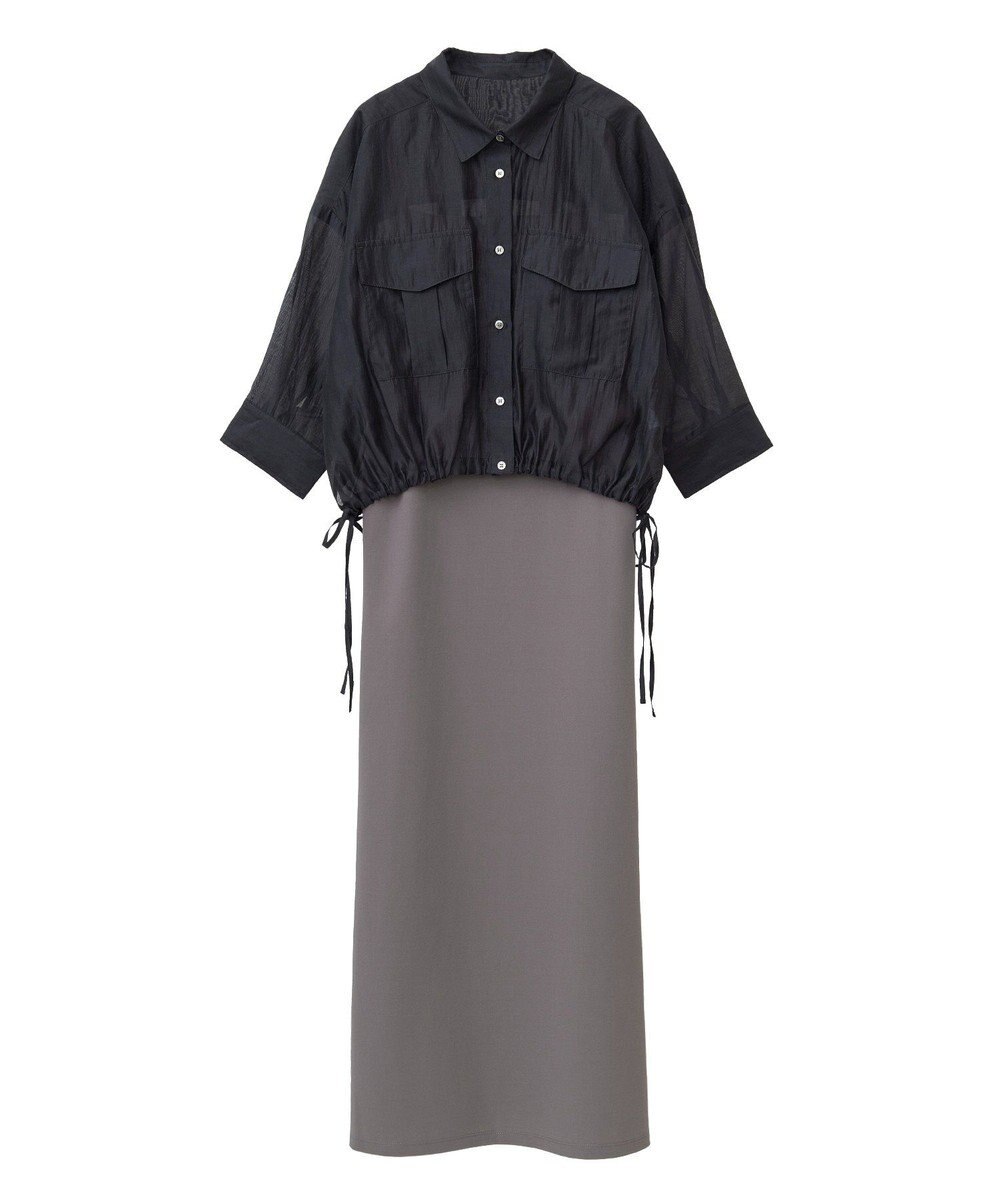 YECCA VECCA 【2点SET】シアーシャツ×Aラインキャミワンピース 