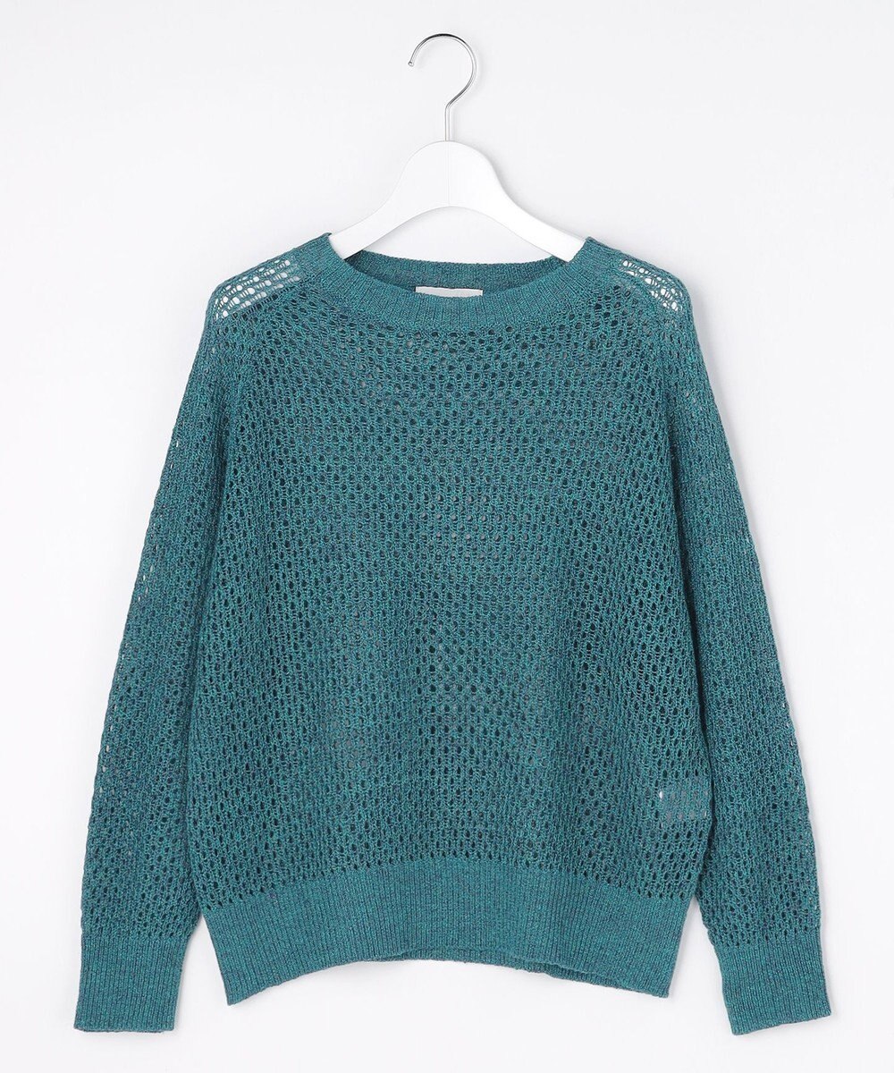 自由区 L リネンミドルゲージメッシュ ニット 