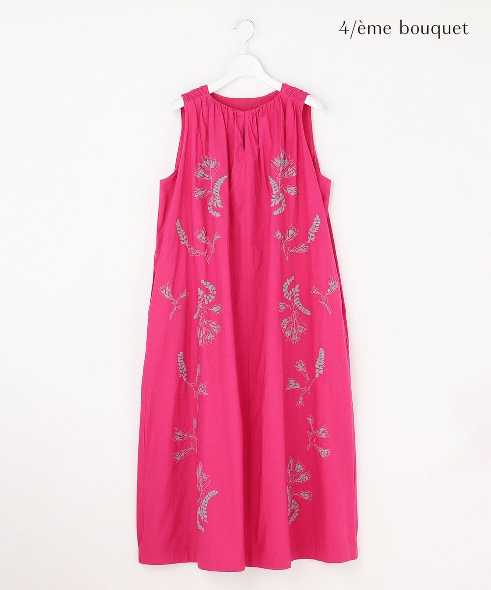 自由区 【カトリエムブーケ】Broderie a motifs floraux 刺繍サックワンピース 