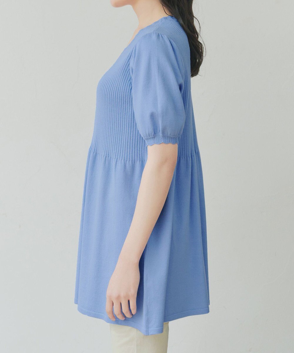 Tiaclasse リブ切替スカラップニットチュニック 