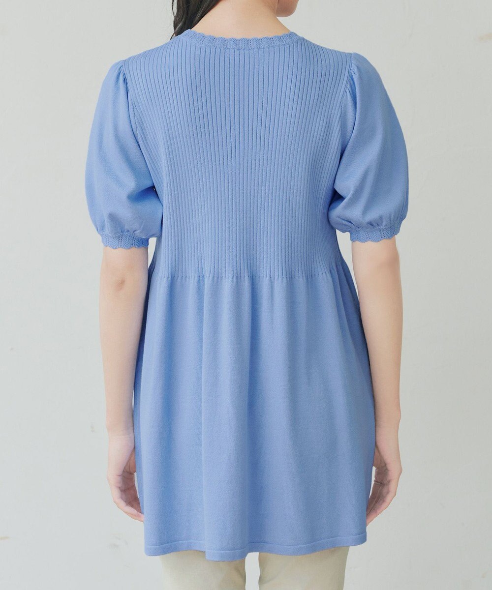 Tiaclasse リブ切替スカラップニットチュニック 