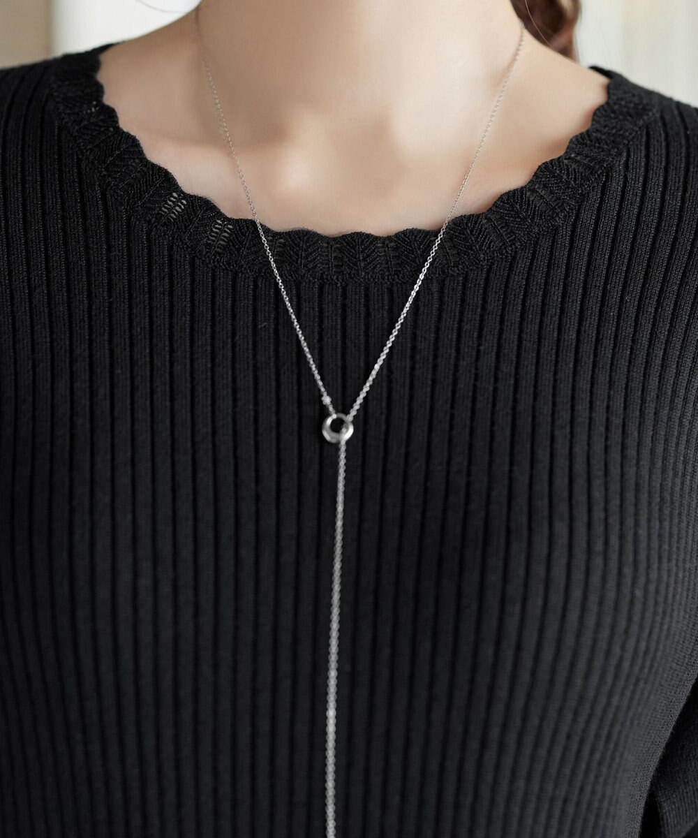 Tiaclasse リブ切替スカラップニットチュニック 