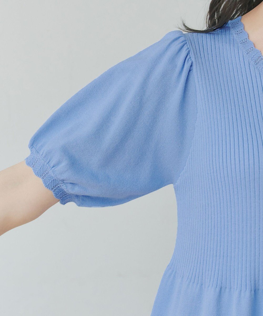 Tiaclasse リブ切替スカラップニットチュニック 