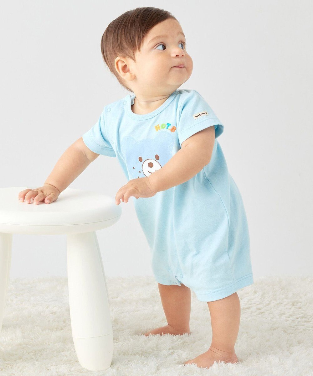 MIKI HOUSE HOT BISCUITS 【70-80cm】カラフルビーンズ フェイスプリント ショートオール 