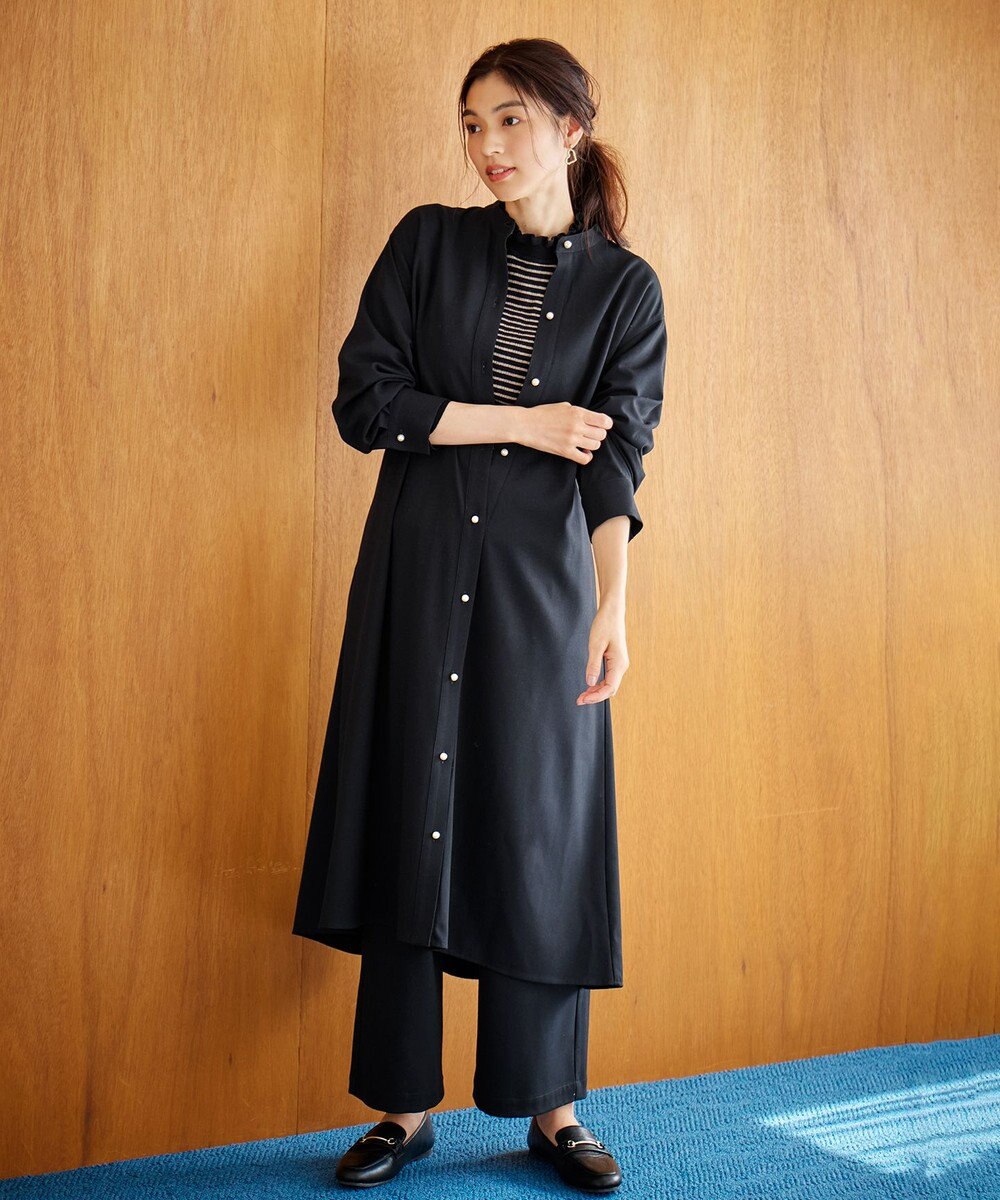 ANY 【洗濯機可能/ストレッチ】ウールライク前開きワンピース 