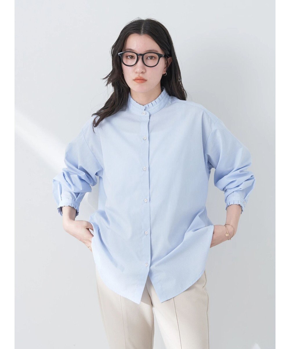 earth music&ecology Ｔ／Ｃ　スタンドフリルブラウス 