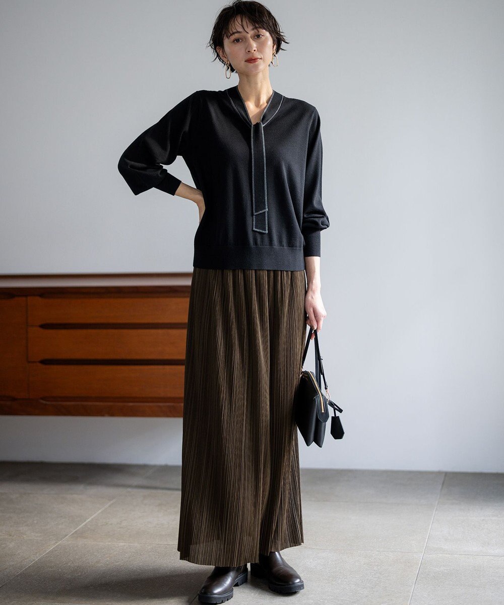 23区 L 【洗える】ウーステッドウール ボウタイ ニット 