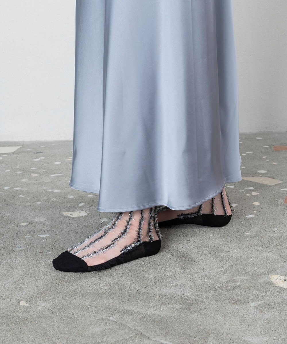 TRICOTE シースルーストライプラメソックス 