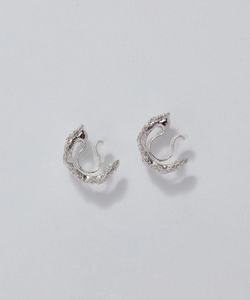 Phoebe 【痛くないシリーズ/金属アレルギー対応】マーガレットフラワーフープライトフィットイヤリング　シルバー 