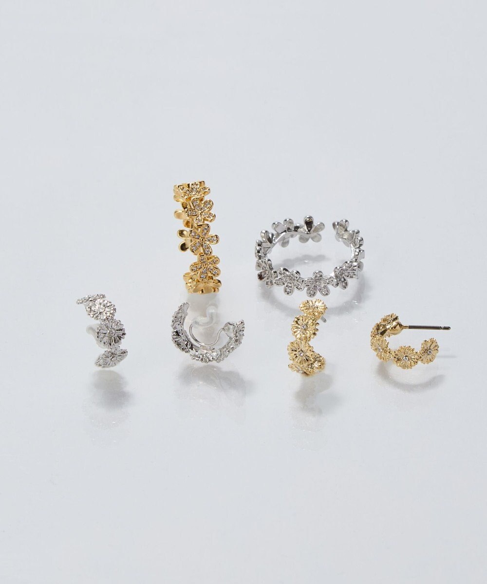 Phoebe 【痛くないシリーズ/金属アレルギー対応】マーガレットフラワーフープライトフィットイヤリング　シルバー 