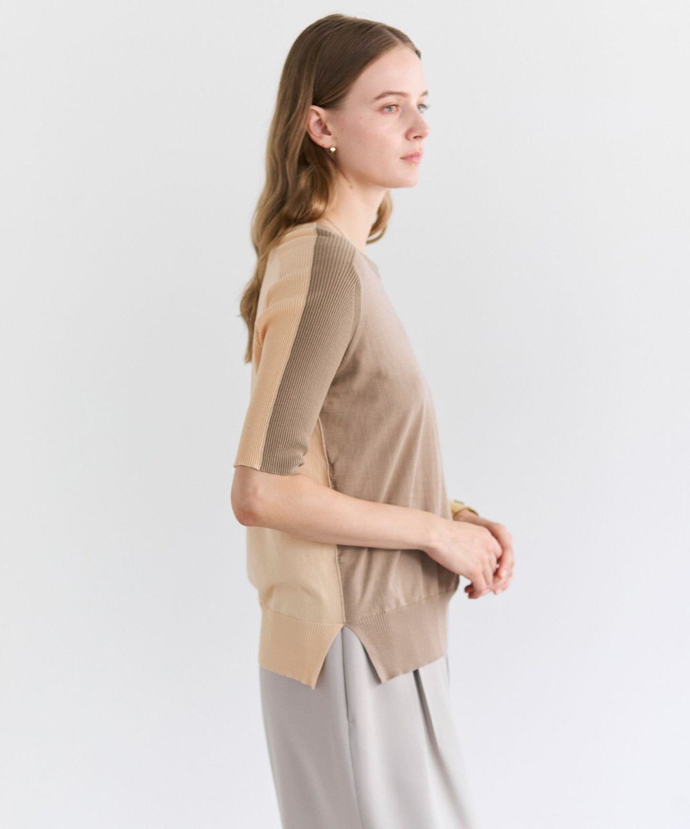 BEIGE， JULIE / コットンシルク 2WAY半袖ニット 