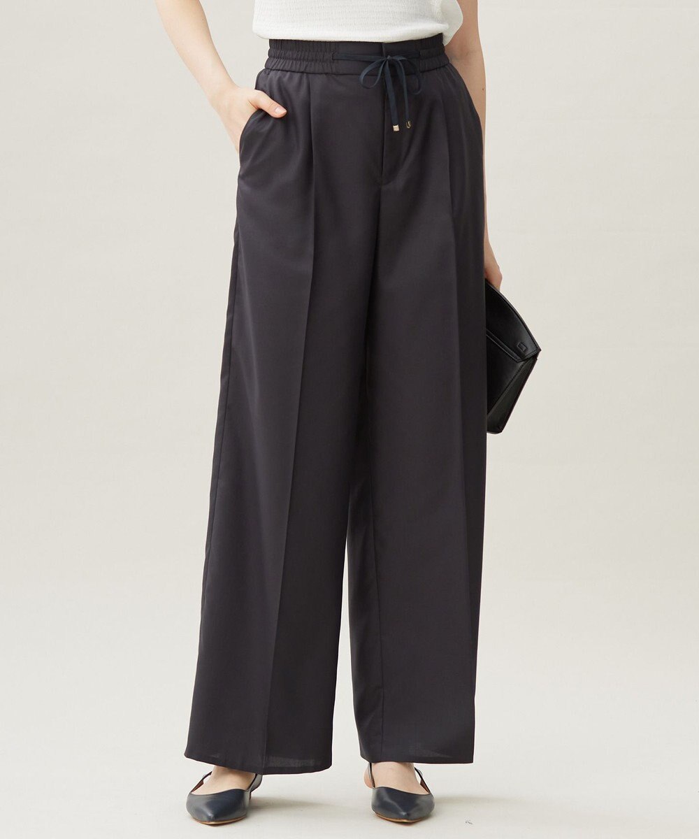 自由区 【カタログ掲載・接触冷感・UVケア・洗える】フルダルスパンマイクロピーチワイドストレート パンツ 