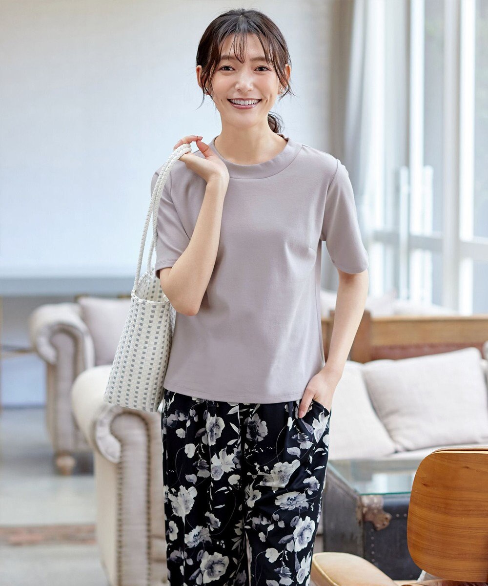 Tiaclasse L 【小倉優子さん着用・洗える・接触冷感・汗ジミ防止】“サマさまカットソー”ハーフスリーブベーシックトップス 