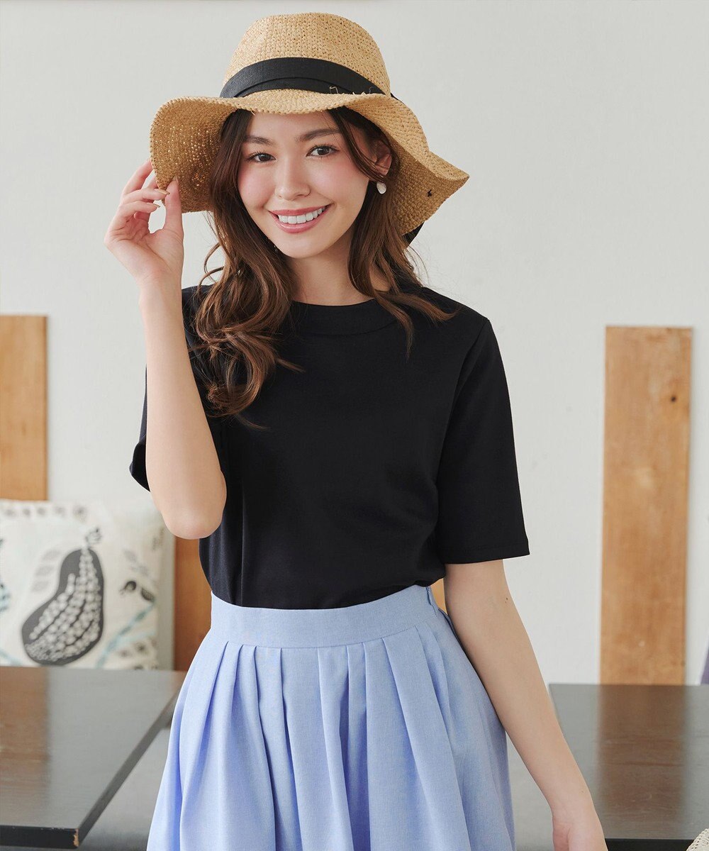 Tiaclasse L 【小倉優子さん着用・洗える・接触冷感・汗ジミ防止】“サマさまカットソー”ハーフスリーブベーシックトップス 