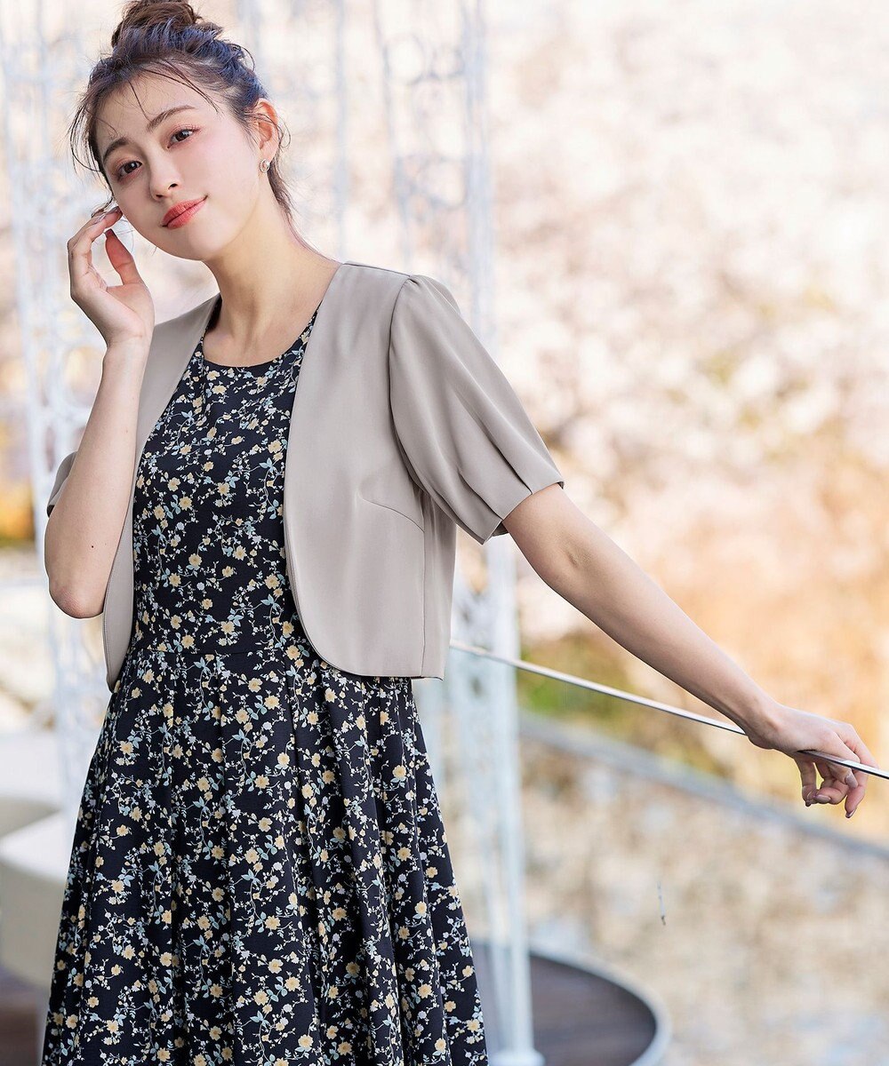 Tiaclasse 【洗える】大人華やかなノースリーブ花柄ワンピース 