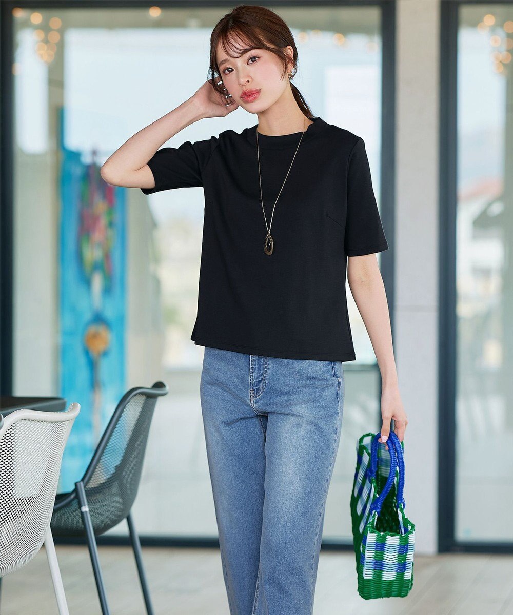 Tiaclasse L 【小倉優子さん着用・洗える・接触冷感・汗ジミ防止】“サマさまカットソー”ハーフスリーブベーシックトップス 