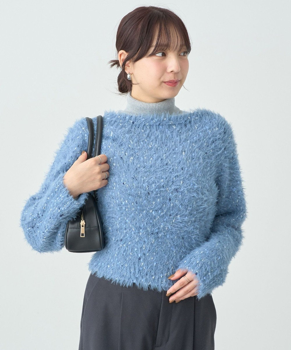 earth music&ecology ジャンボノットシャギーニットプルオーバー Light Blue